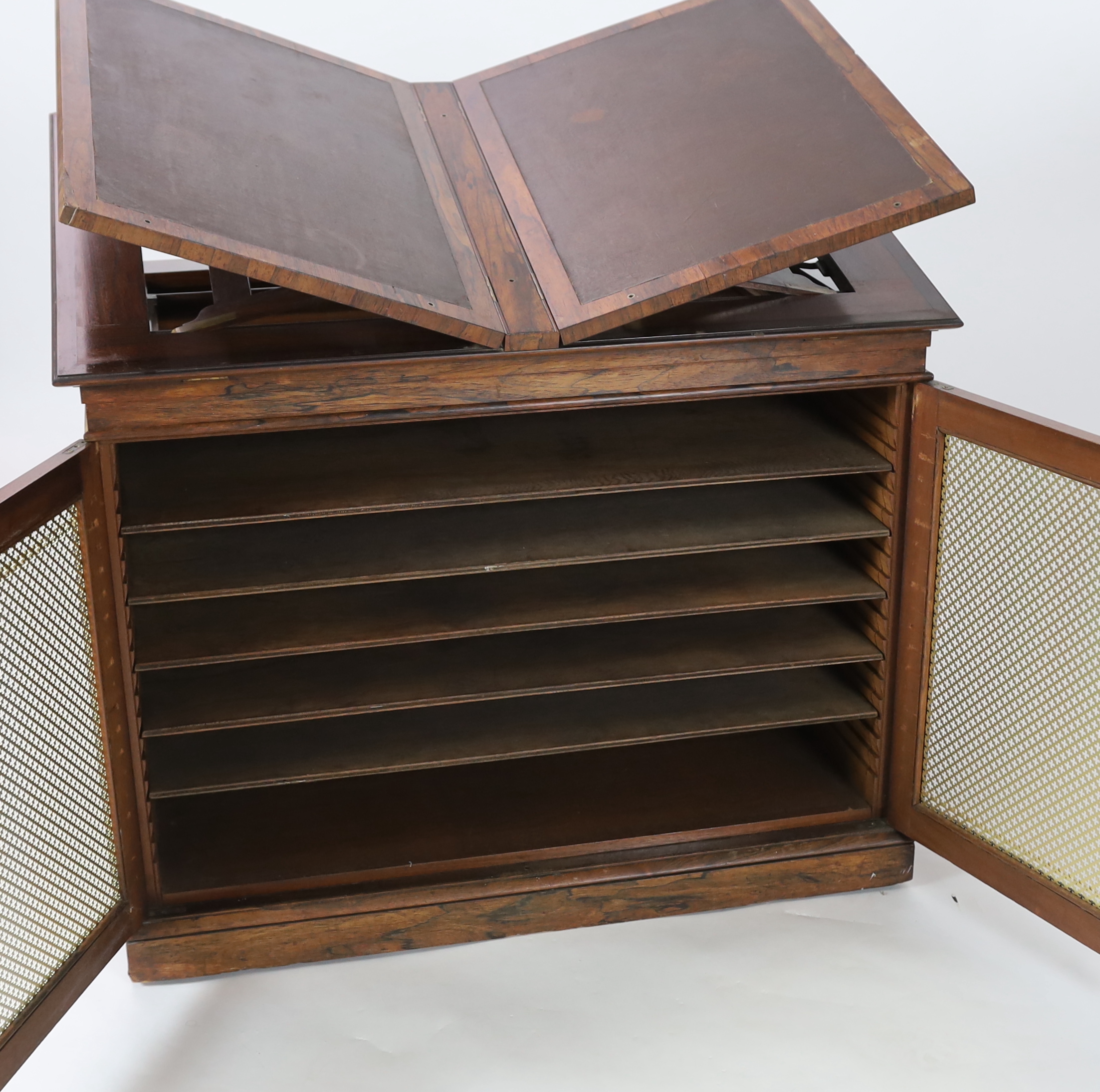 A Regency rosewood folio or architect's desk, 108cm wide, 69cm deep, 81cm high